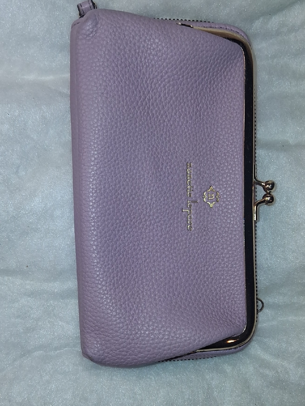 Nanette Lepore Lavender Pebbled Leather Wallet